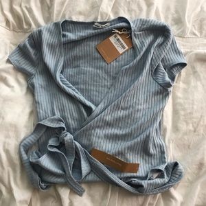 NWT Reformation soft baby blue wrap top